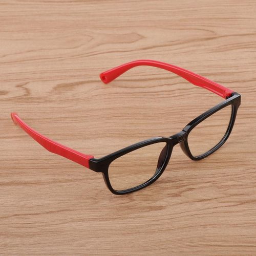 Fashion Anti-blue Light Silicone Eyeglass Children Black Black + Red