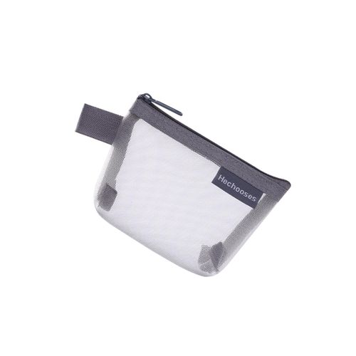 Mesh Zipper Pouch Cosmetic Travel Organizer Bag For Gray