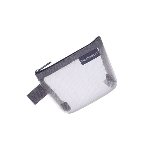Mesh Zipper Pouch Cosmetic Travel Organizer Bag For Gray