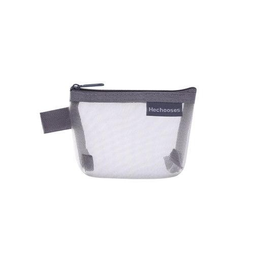 Mesh Zipper Pouch Cosmetic Travel Organizer Bag For Gray