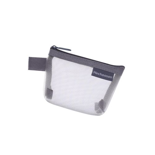 Mesh Zipper Pouch Cosmetic Travel Organizer Bag For Gray