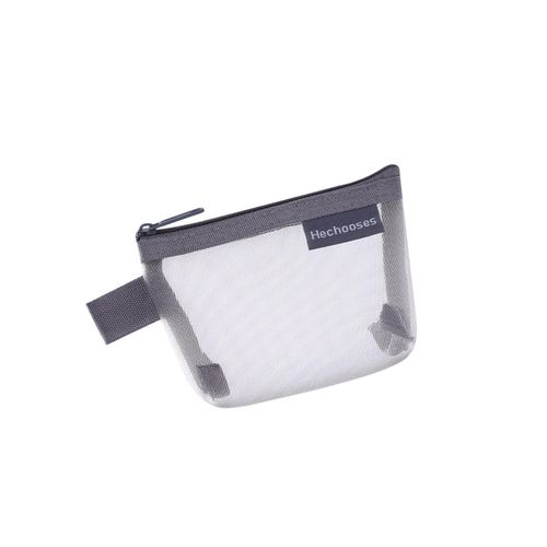 Mesh Zipper Pouch Cosmetic Travel Organizer Bag For Gray