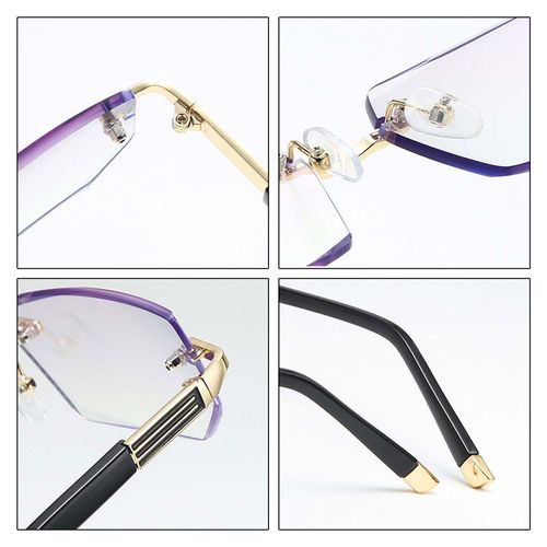 Blue Light Glasses Rectangle Rimless For Unisex Computer