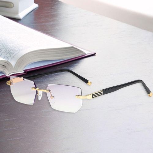 Blue Light Glasses Rectangle Rimless For Unisex Computer