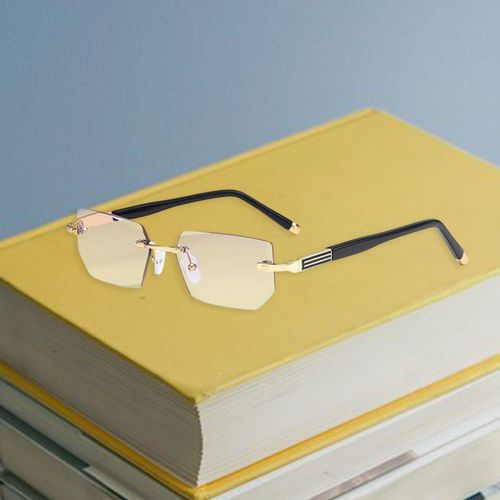 Blue Light Glasses Rectangle Rimless For Unisex Computer