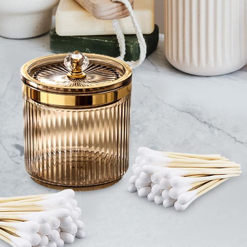 Multifunctional Makeup Cotton Swab Ball Pad Holder Brown