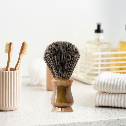 Shaving Brush Soap Brush Resin Handle Brush For Shaving Cream Brown