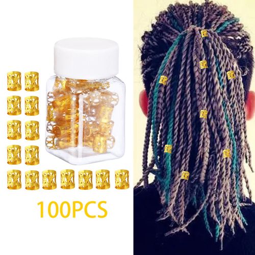 100Pcs Dreadlocks Beads Hair Jewelry 100PCS Gold With