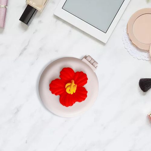 Small Mirror With Brush Portable Travel Mirror Hair Flower