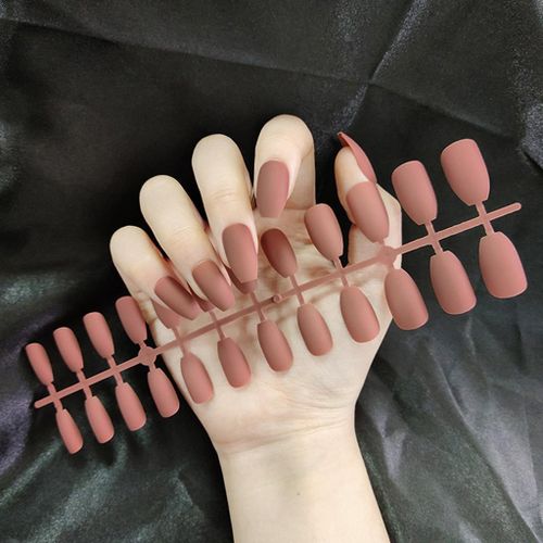24Pcs Beautiful  Fake Nails  Deep Fleshy Skin
