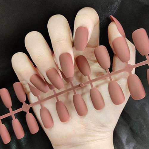 24Pcs Beautiful  Fake Nails  Deep Fleshy Skin