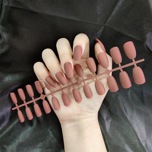 24Pcs Beautiful  Fake Nails  Deep Fleshy Skin