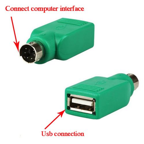 2Pcs USB Female To Male Adapter Converter For PS2-Green