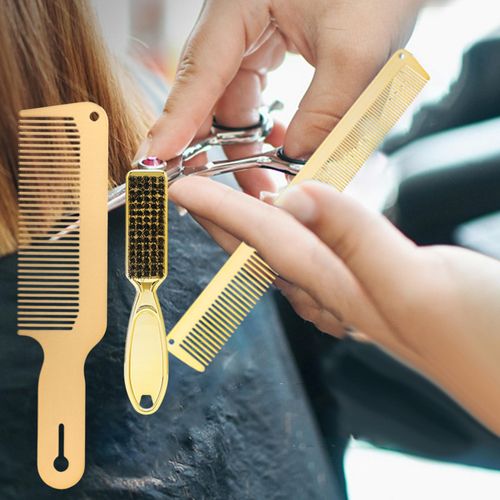 Metal Comb And Barber Brush Set, Hair Comb Barber Flat Top