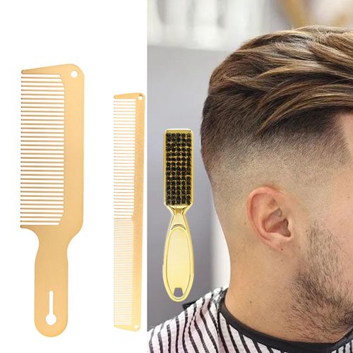 Metal Comb And Barber Brush Set, Hair Comb Barber Flat Top