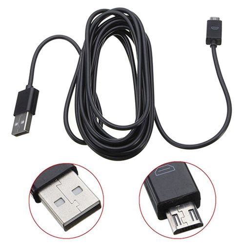 Long Micro USB Charge Charging 3 Meter Power Cable For-Black