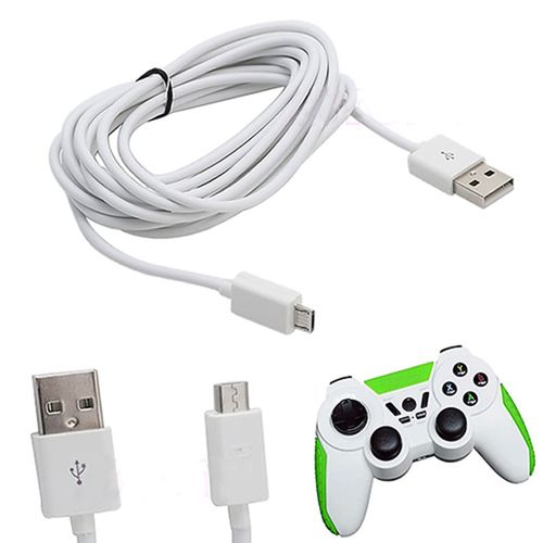 Long Micro USB Charge Charging 3 Meter Power Cable For-Black