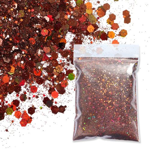 50g Iridescent Holographic Nail Glitter Sequins 3D Manicure Coffee