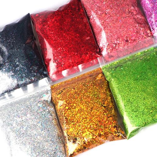 50g Iridescent Holographic Nail Glitter Sequins 3D Manicure Coffee
