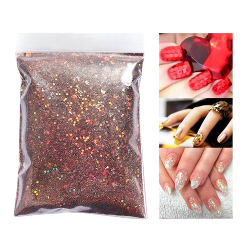 50g Iridescent Holographic Nail Glitter Sequins 3D Manicure Coffee