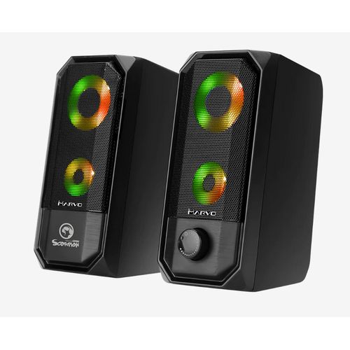 Marvo A Pair Of Stereo SG-265 2.0 Stereo RGB Gaming And Computer Speakers  With Colored LEDs -Black