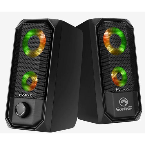 Marvo A Pair Of Stereo SG-265 2.0 Stereo RGB Gaming And Computer Speakers  With Colored LEDs -Black