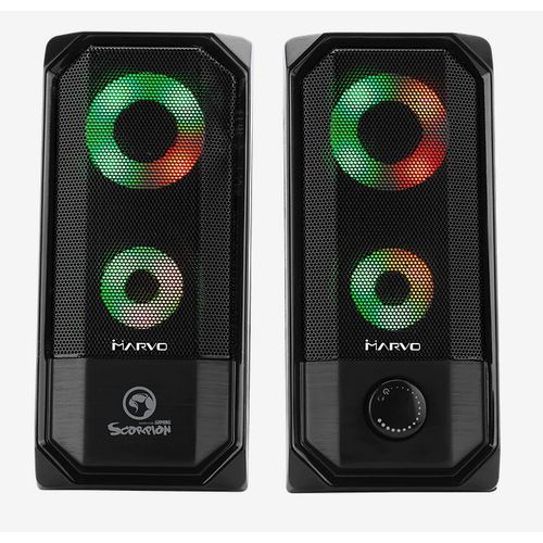 Marvo A Pair Of Stereo SG-265 2.0 Stereo RGB Gaming And Computer Speakers  With Colored LEDs -Black
