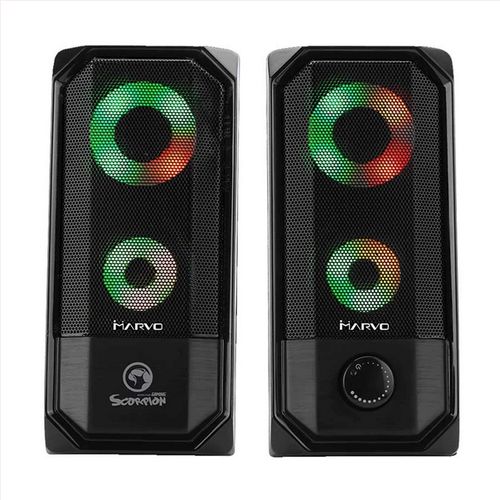 Marvo A Pair Of Stereo SG-265 2.0 Stereo RGB Gaming And Computer Speakers  With Colored LEDs -Black