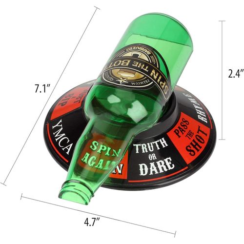 Barbuzzo Spin the Bottle - A Favorite Party Drinking Game - Pour a Pint, Spin the Bottle, and See Where It Lands - Charming Gift for Home Gatherings, Kickbacks, Parties, Tailgates, and Events - Multicolor