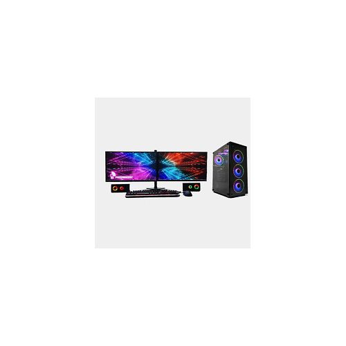 Cronus Dual 22" Monitor Gaming PC NVIDIA GeFORCE Setup I7-3770 CPU  256GB SSD 2TB HDD 32GB Ram GTX 1060 Wifi Windows 10- Black