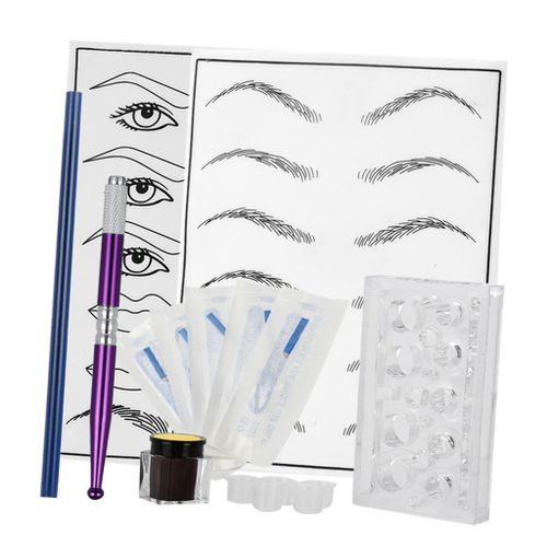 Permanent Makeup Kit Tattoo Pen Needle Practice Skin Pencil Ink Purple