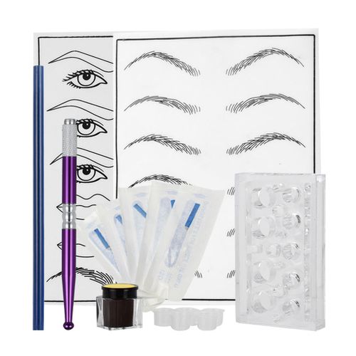 Permanent Makeup Kit Tattoo Pen Needle Practice Skin Pencil Ink Purple