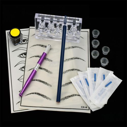 Permanent Makeup Kit Tattoo Pen Needle Practice Skin Pencil Ink Purple