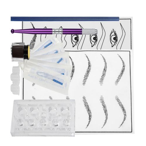 Permanent Makeup Kit Tattoo Pen Needle Practice Skin Pencil Ink Purple