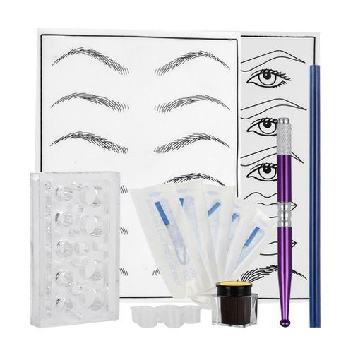 Permanent Makeup Kit Tattoo Pen Needle Practice Skin Pencil Ink Purple