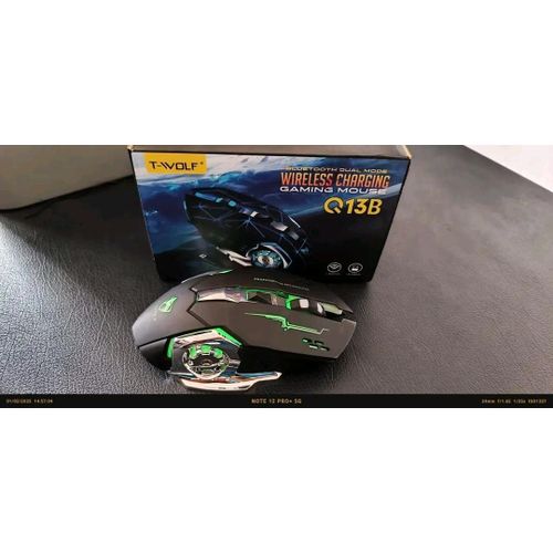 T-WOLF Q13 Rechargeable Wireless Mouse Silent Ergonomic Wireless Rechargeable RGB Gaming Mouse - TWolf Q13 Star Black Mouse With RGB Lighting - Offers Adjustable DPI For Precision Gaming