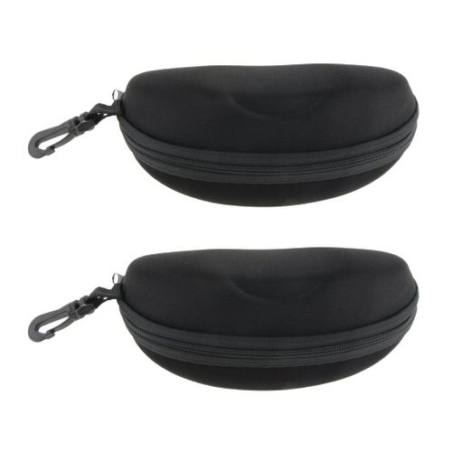 2pcs Hard Zipper Sunglasses Spectacles Cases Protective Holder Black