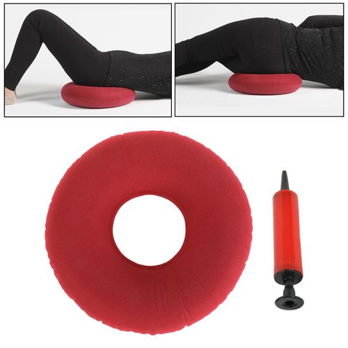 Inflatable Donut Cushion with Air Pump Ring Cushion for Tailbone Red