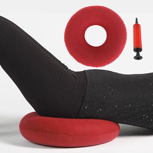 Inflatable Donut Cushion with Air Pump Ring Cushion for Tailbone Red