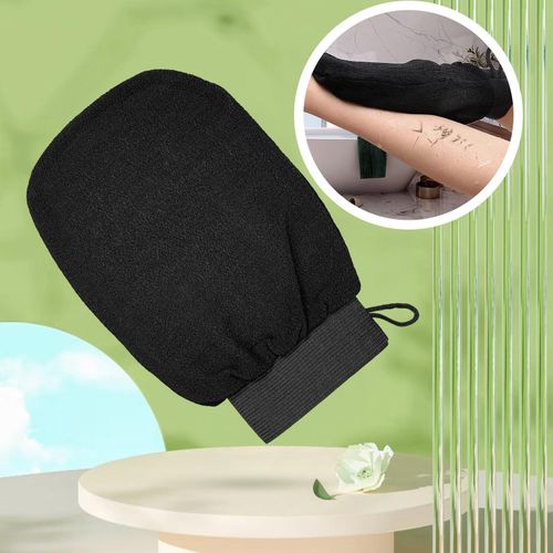 Bath Glove, Gentle, Double Sided, Skin Cleanser , Lanyard Design Black