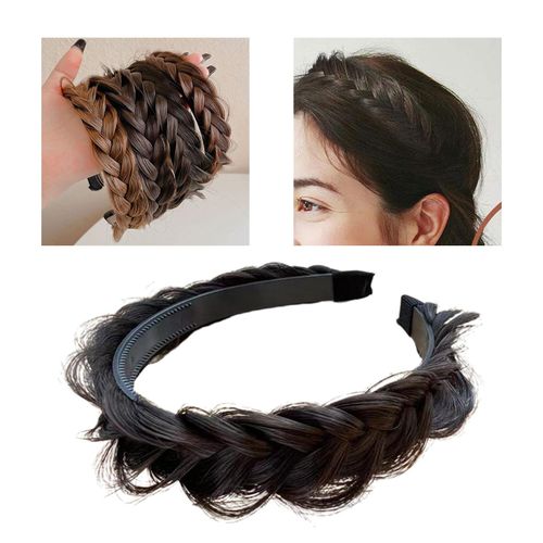 Hair Braided Headband Hair Styling Headdress Black Brown