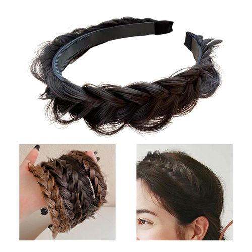 Hair Braided Headband Hair Styling Headdress Black Brown