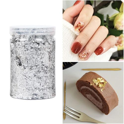 Gold Leaf Gilding Resin Flakes Imitation Gold Metallic Foil 10g Silver
