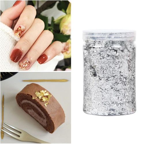Gold Leaf Gilding Resin Flakes Imitation Gold Metallic Foil 10g Silver
