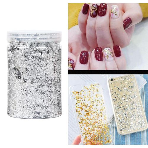Gold Leaf Gilding Resin Flakes Imitation Gold Metallic Foil 10g Silver