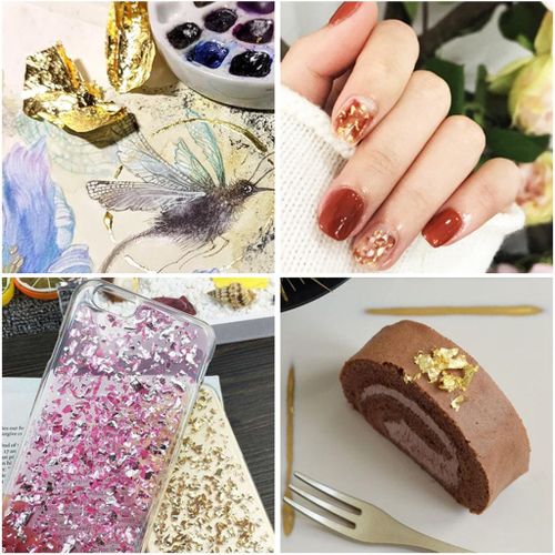 Gold Leaf Gilding Resin Flakes Imitation Gold Metallic Foil 10g Silver