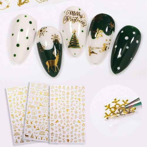 Tiny Nail Art Stickers Women Girls Diy Snowflake+Reindeer