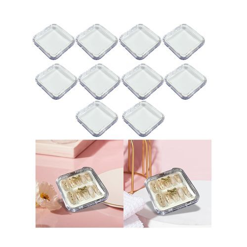 10Pcs Press On Nail Storage Box False Nail Packaging Clear