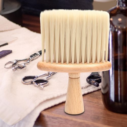 Professional Neck Face Duster Brush Hair Cut Wooden White
