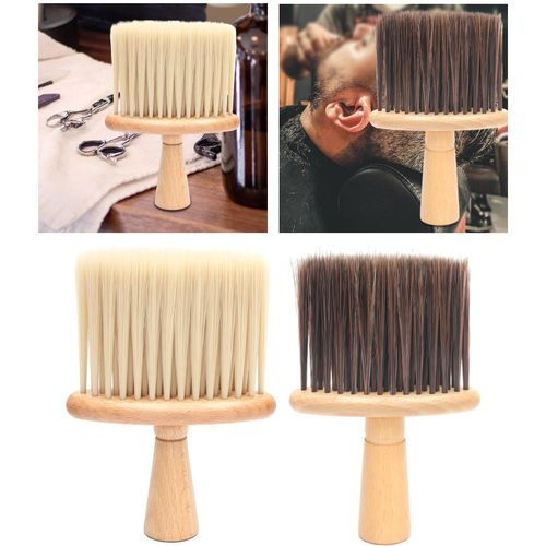 Professional Neck Face Duster Brush Hair Cut Wooden White